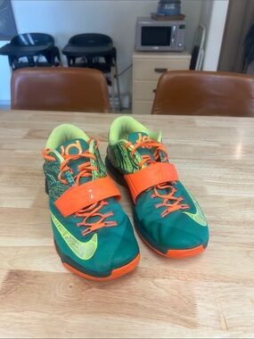 Nike KD 7 Weatherman Green & Orange KD Basketball Sneakers